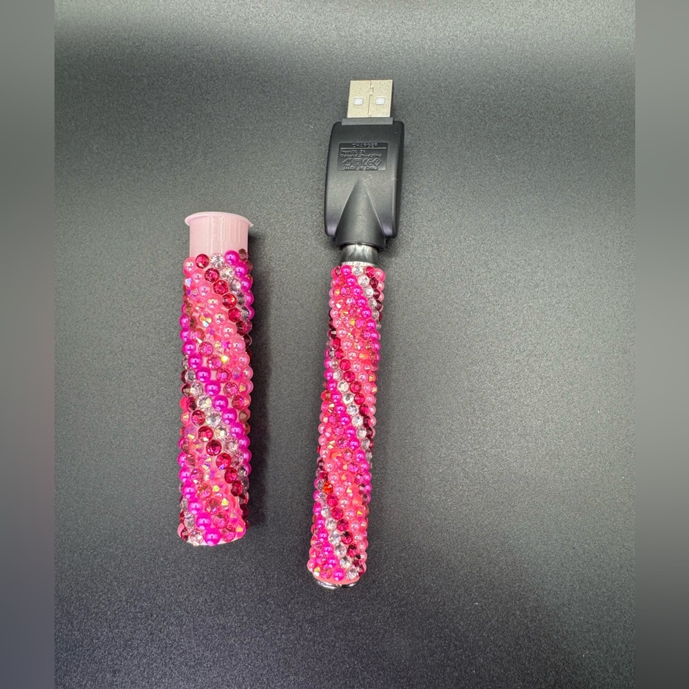 Pink Rhinestone 510 Threaded Battery & Matching J-Case💨 - Picture 3 of 3